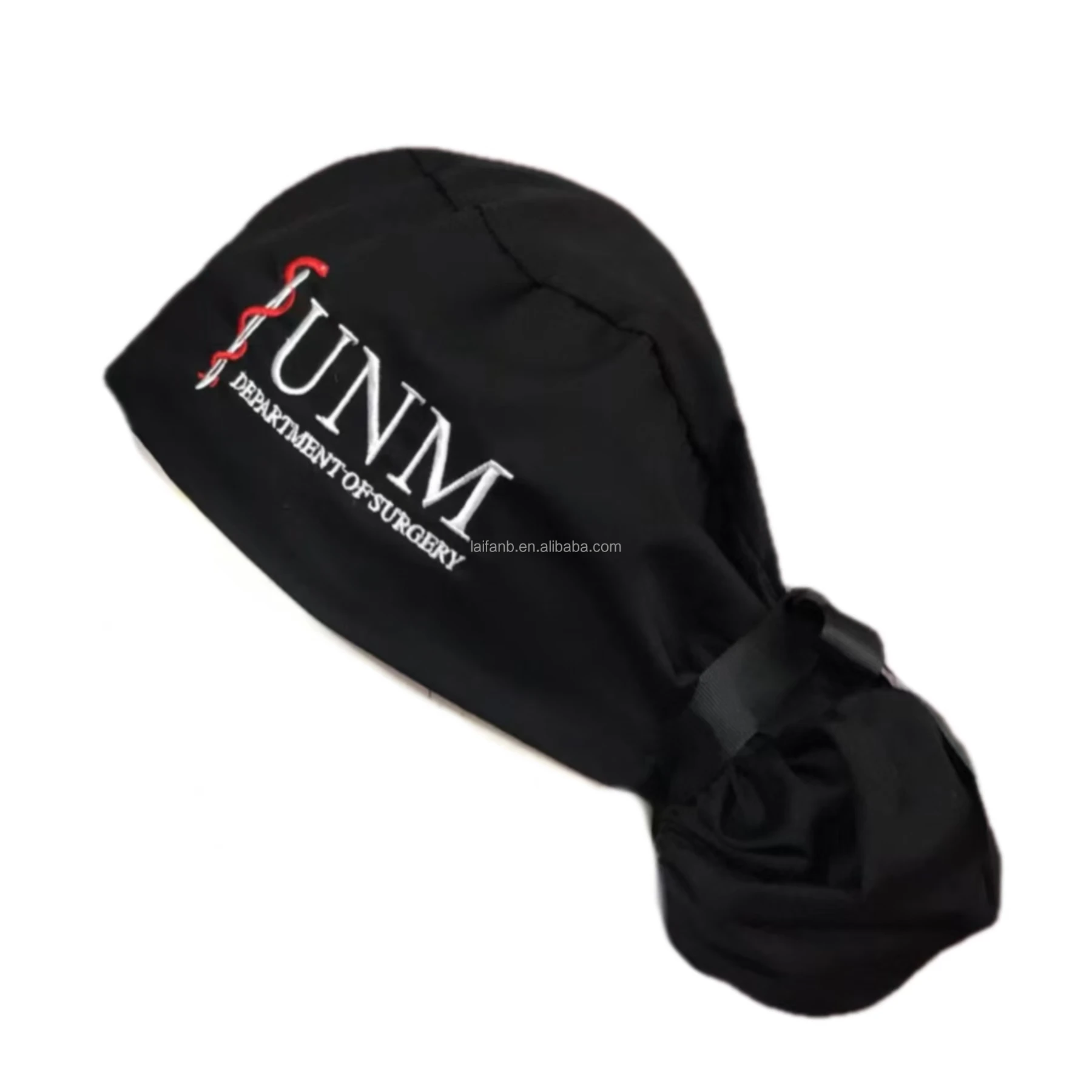 Embroidery Custom Logo Women Nurse Caps Solid Color Ribbon Tie Back Ponytail Holder Satin Lining Scrub Hats With Logo