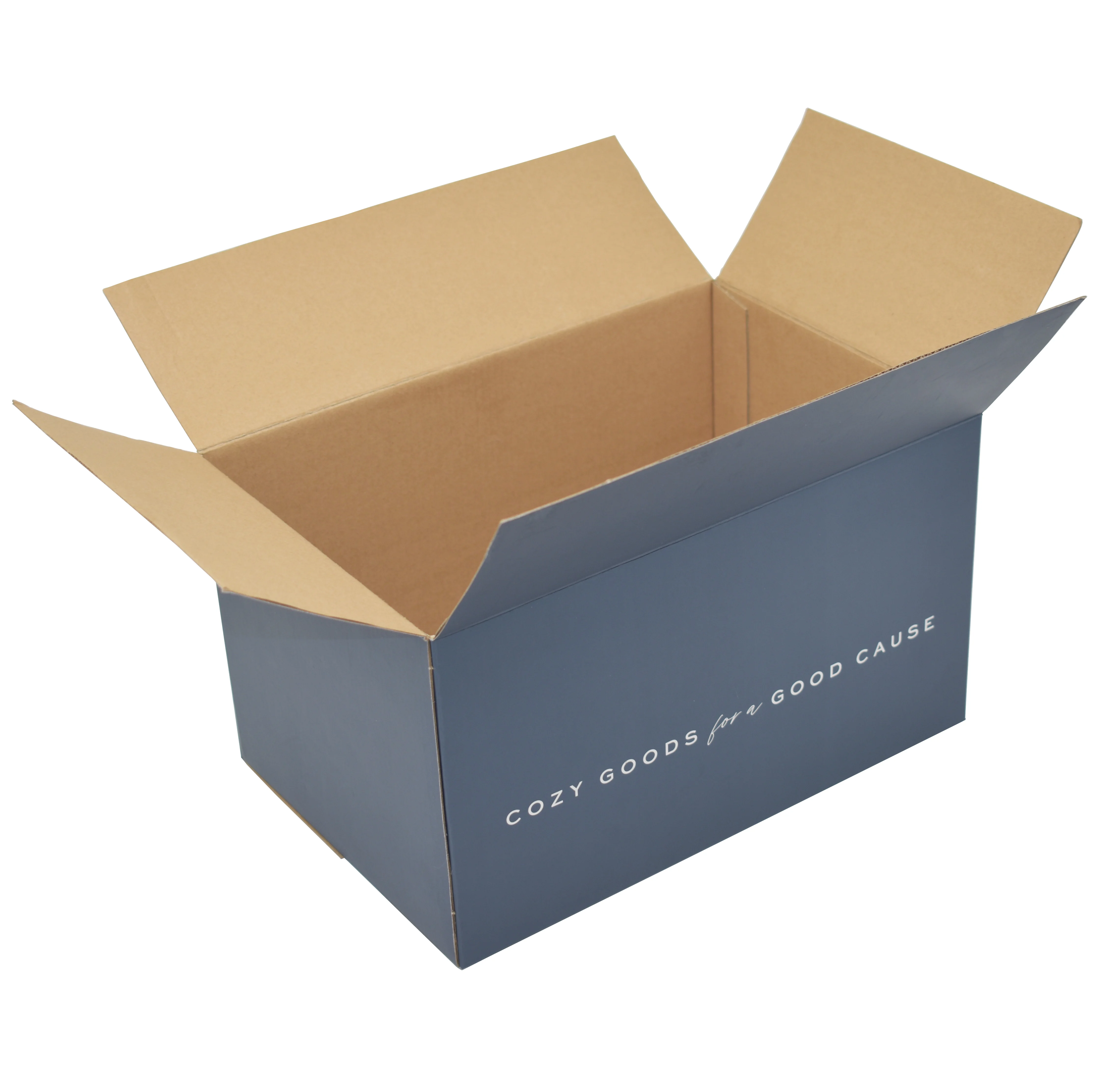 Recyclable Folding Blue Corrugated Paper Cardboard Gift Product Packaging Custom Logo Mailing Shipping Carton Box Packaging