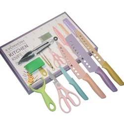 8 Pcs Stainless Steel Kitchen Knives Set Bread Curving Fruit Scissors Knives Set for Kitchen