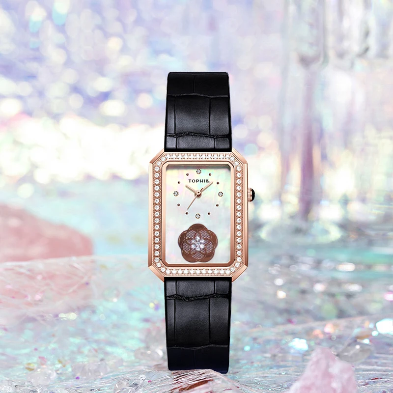 Tophill Swiss Euro Newest Fashion Styles of Ladies Square Muslim Prayer Quartz Watches Wall Gift Womens Custom Quartz Watches