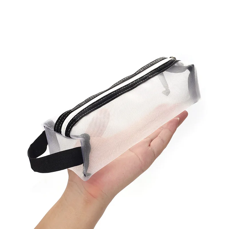 Nylon mesh pen bag with handle