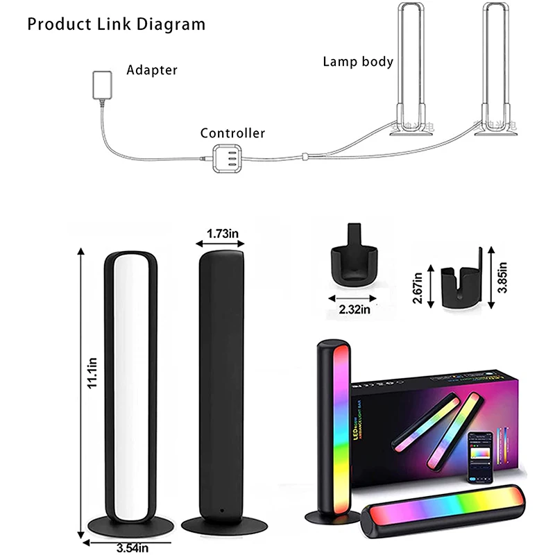 Magic music voice control smart light bars rgb smart wifi led strip lights for phone TV Gaming Movies