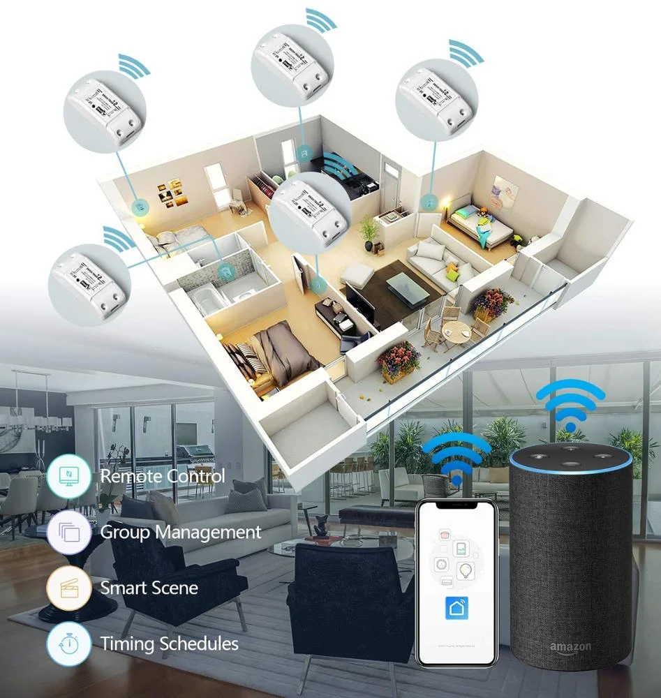 Intelligent Amazon Alexa, Google home assistant Voice Control Electric Wireless Relay Smart WiFi Light Switch
