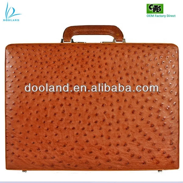 Luxury high quality gentlemen London authentic real ostrich skin briefcase box bag