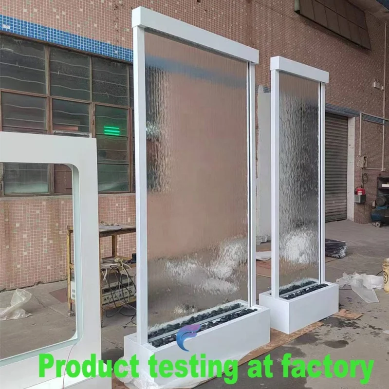 Custom Made Floor Standing Glass Waterfall Indoor Waterfall Fountain Decorative