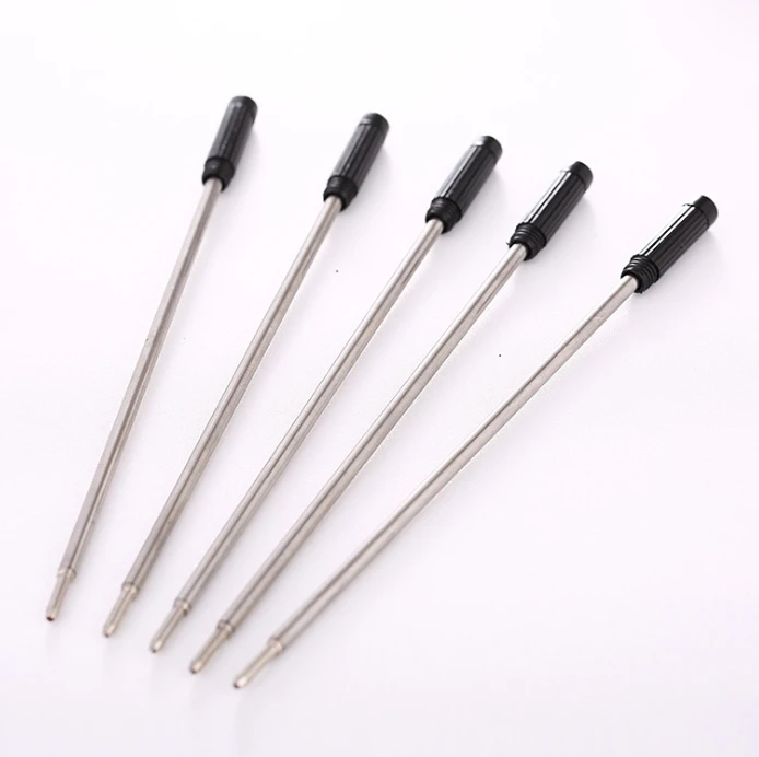 Factory direct supply pen refill black blue ink refill silver metal pen refill