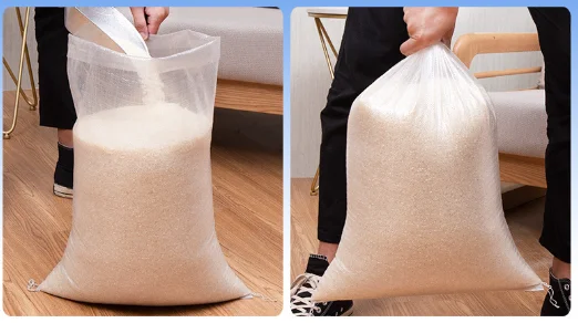 15kg 25kg 50kg 100kg White transparent Color Polypropylene Pp Woven Sack Bags For Grains Rice Flour