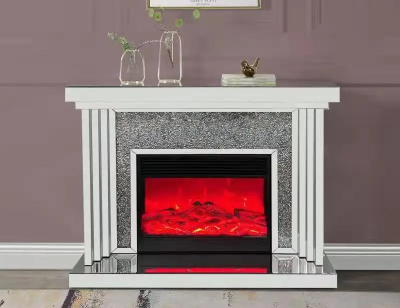 Intelligent Mirror Furniture Wireless Charging USB Bluetooth Speaker Multi Color LED Fireplace Heater