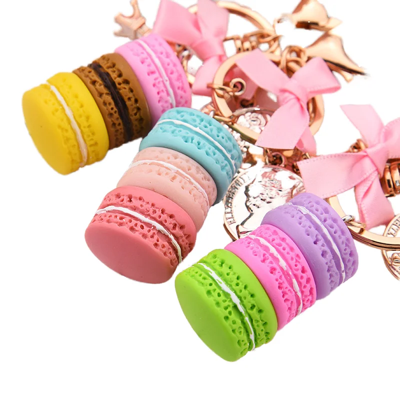 2024 Hot Selling New Three-Layer Macaron Cake Keychain Bow Iron Tower Keychain Jewelry Bag Pendant
