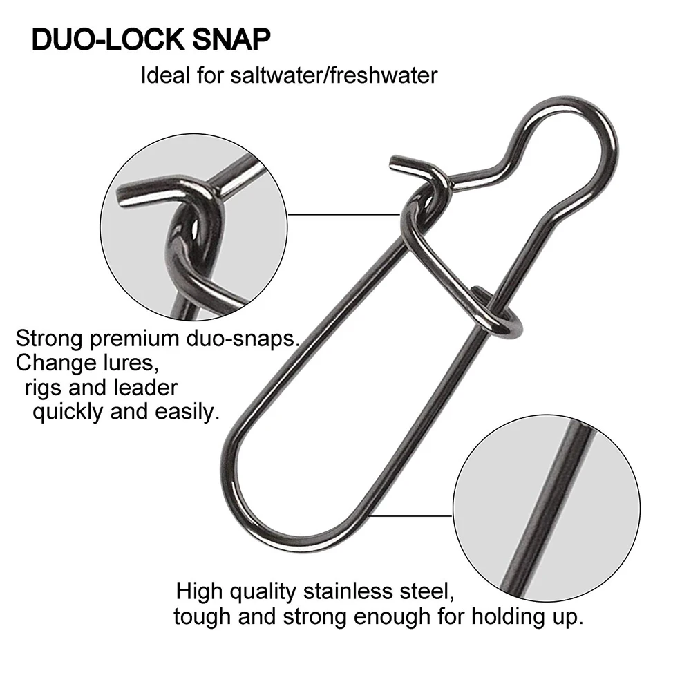 Stainless Steel Fast Clip Lock Snap Swivel Slid Rings Safety Snaps Fishing Hook Connector Tool