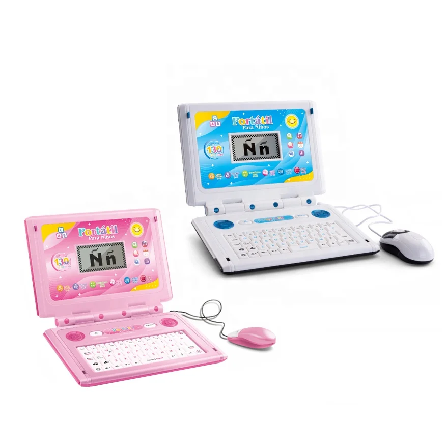 65 Functions children English and Spanish learning machine toy for kids educational bilingual learning laptop computer toy