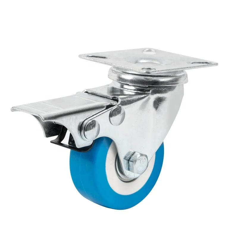 50 / 75 / 100 / 125 mm PVC Swivel Castor with Break Ruedas Para Muebles Plate Caster Wheels