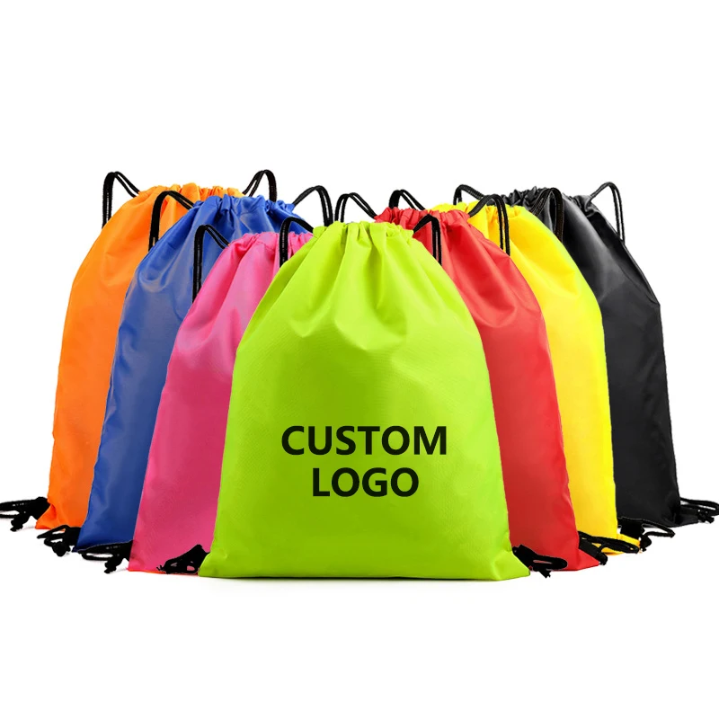 Custom Logo Multi Color Reusable Outdoor Drawstring Backpack Bag Plain Thickened Sport Gym Shopping Yoga Draw String Bags