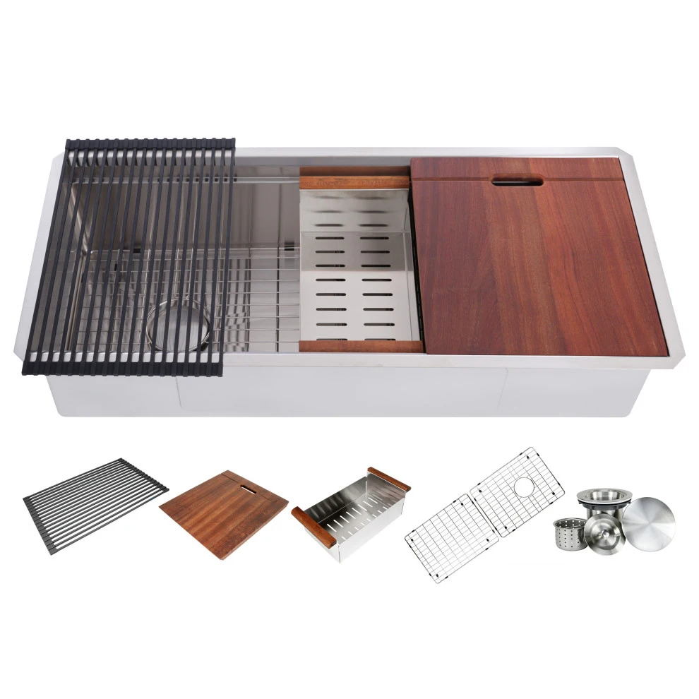 Best Selling kitchen large single bowl 42 inch undermount workstation  multifunctional sink