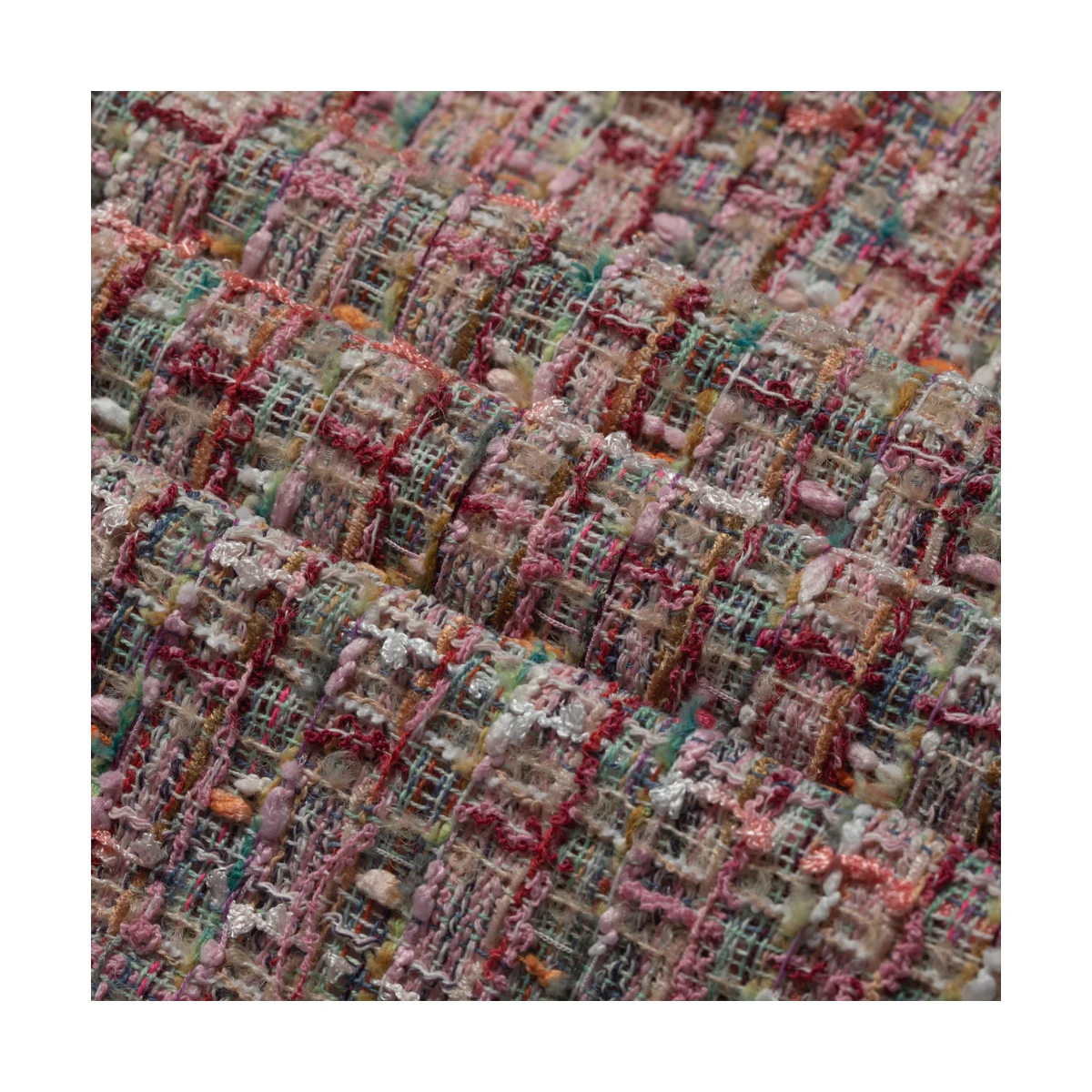 Hot Polyester Tweed Fabric, Woven Fabric Tweed With Colorful Yarn Fancy And Elegent Look For Lady Dress