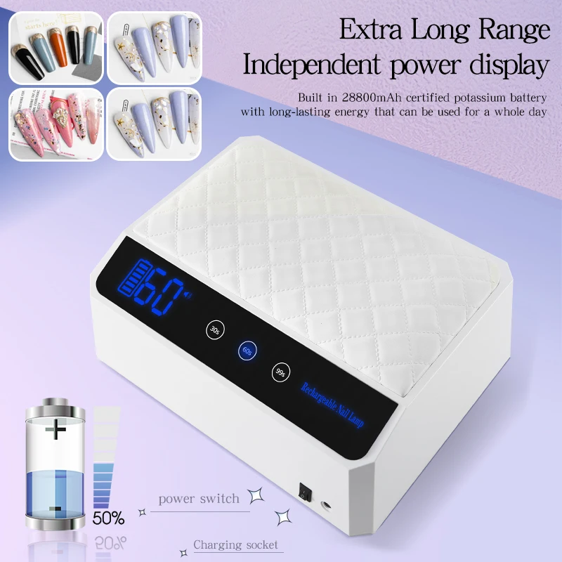 Nail lamp cure 2023 high quality rechargeable cordless nail cushion uv coating lamp gel polish machine uv nail dryeR two hands