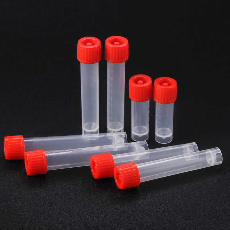Disposable fast delivery 3ml 5ml 10ml plastic lab test tube Collection Viral Transport Tube flat bottom with red blue screw lid