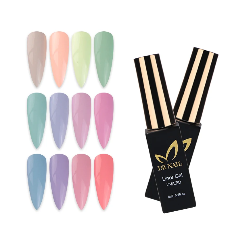 Oem Wholesale 6ml Gel Nail Art Liner Painting Uv Led Gel Semi-Permanent Gel Liner Nail Art Set