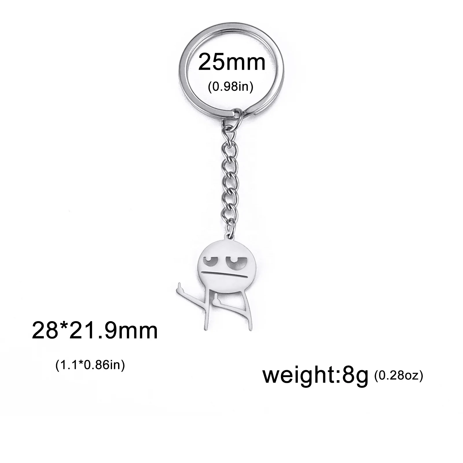 Funny Middle Finger Stickman Keychain Trend Stainless Steel Bag Car Key Pendant Couple Trinket Gift Keyrings