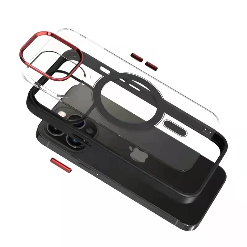 ТПУ Рамка для Iphone 12 13 Pro Max Прозрачный Новый роскошный ударопрочный магнитный беспроводной зарядный чехол