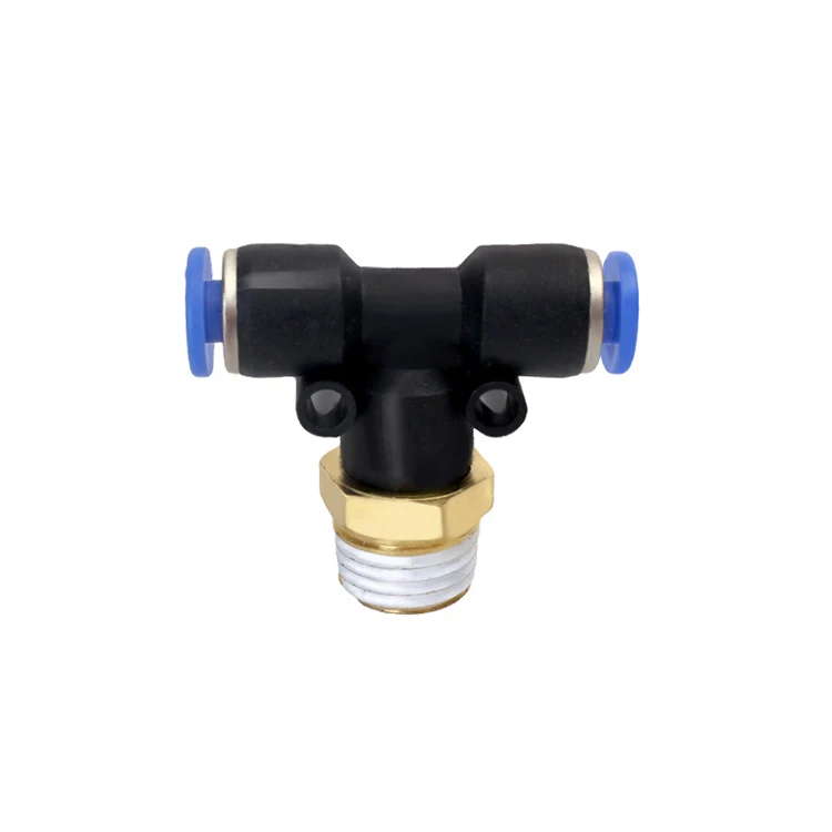 PB series tee pneumatic fittings one touch for pipe push flange zinc plastic pneumatic fitting