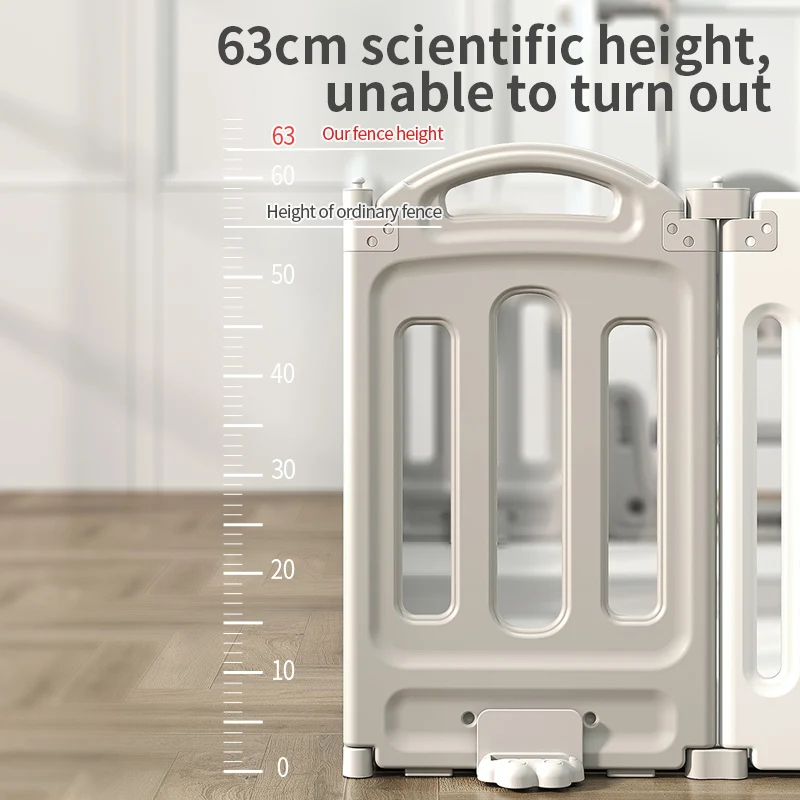 Penguin grey and white plastic foldable safe playgrounds, indoor playpens for babies and children, kid playpen