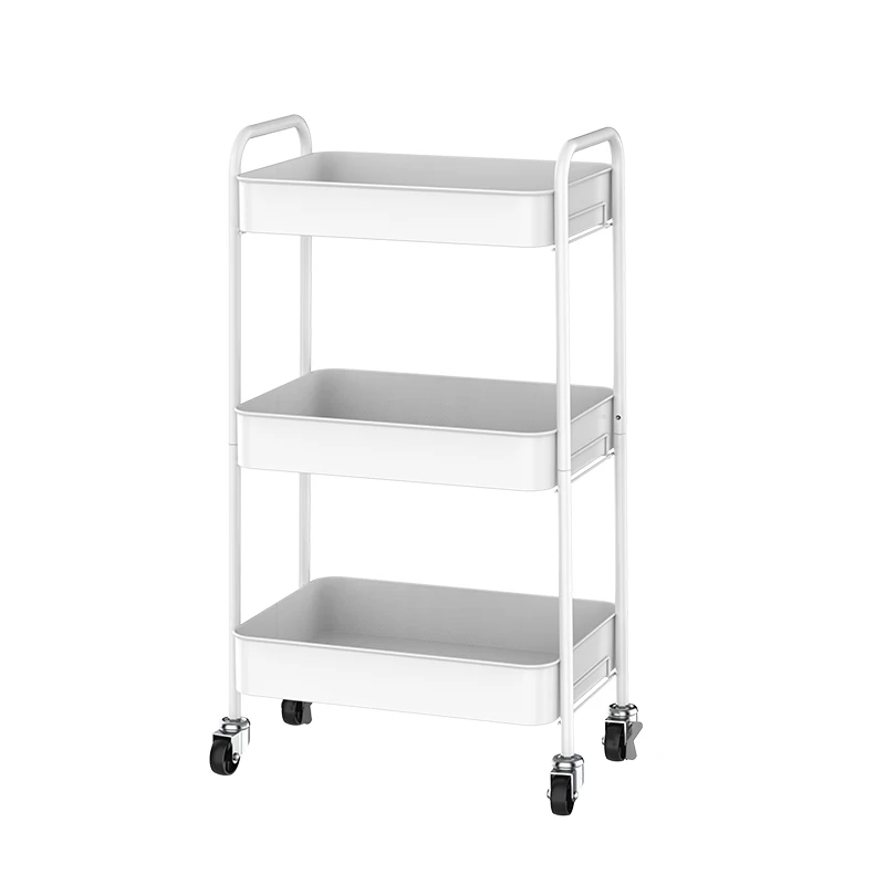 Tool-Free Multi-scene Use 3 Tier Rolling Utility Storage Cart 3 Layer Storage Holder Rack With 4 Wheels For Household