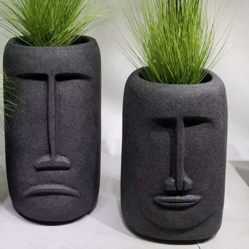 Creative Style Cool Face Head Planter Pots Flower Pot for Landscape Decor Garden Fiberglass Indoor Outdoor Eco-friendly Country