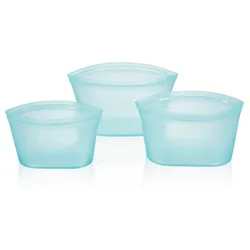 8 Pack Recyclable Biodergadable Fresh Sealed Zip Freezer Leakproof Zipper Stand Up Reusable Platinum Silicone Food Storage Bag