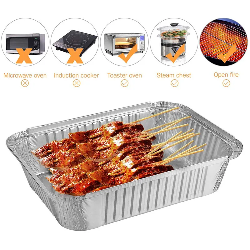 
10' X 7.5' X 2.5' Disposable Heavy Duty Thicker Aluminum Foil Food Pans With Board Lids for Cooking Roasting Baking 