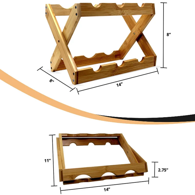 Wooden foldable countertop wine bottle storage rack cabinet wine display rack