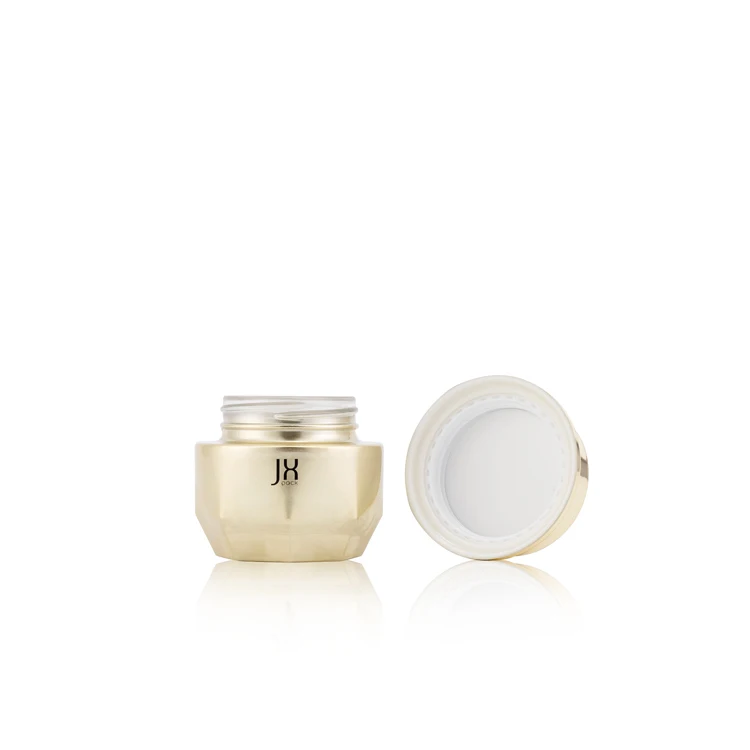 Unique 30 50 g 1 oz Empty Gold Facial Cream Containers Cosmetic Glass Jar Eco Gold  for Cosmetic Cream With Plastic Caps