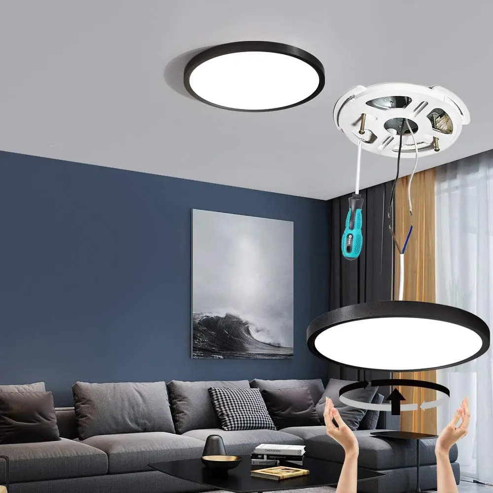 YG Led Flush Mount Ceiling Light Fixture 12 Inch 24w Round Acrylic Modern Led Panel Ceiling Light