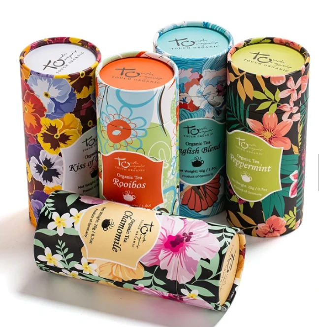 Round Cylinder Food Grade Cardboard Boxes For Packing Tea Paper Tube with Aluminum Foiling cardboard cylindrical tea can