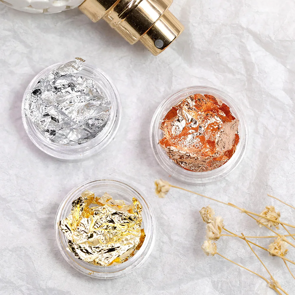 Double sided colored gold foil thin sheet nail enhancement aluminum foil white gold and silver nail gold foil