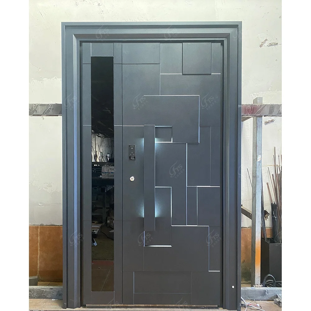 High Entry Door Custom Modern Entry Front Door Stainless Steel Frame Security Pivot Entrance Exterior Doors