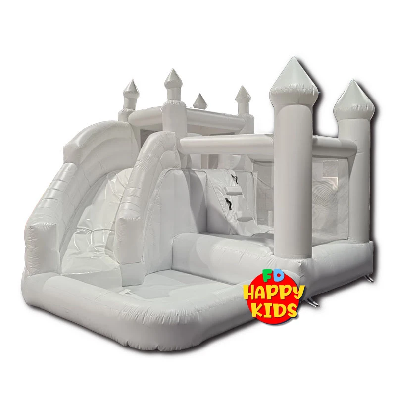 Design Kids Party White Bounce House Bouncing Bouncy Castle With Slide Inflatable Trampoline for Birthday Wedding