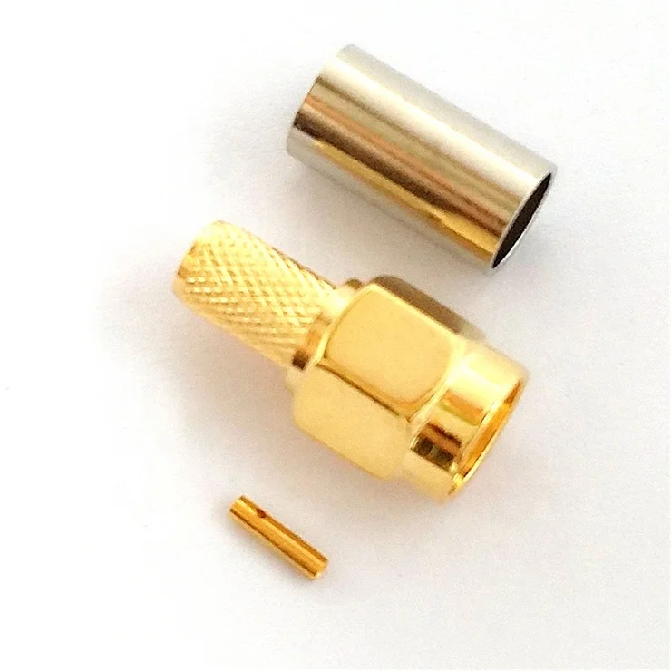 
RF coaxial connector high frequency connector RPSMA-C-J3 male pressure connection RG58RG142RG400wire copper material gold plated 