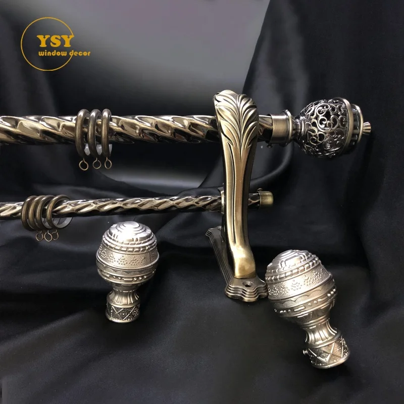 Wholesale Price New Design Metallic Antique Brass Curtain Poles Rods Accessories