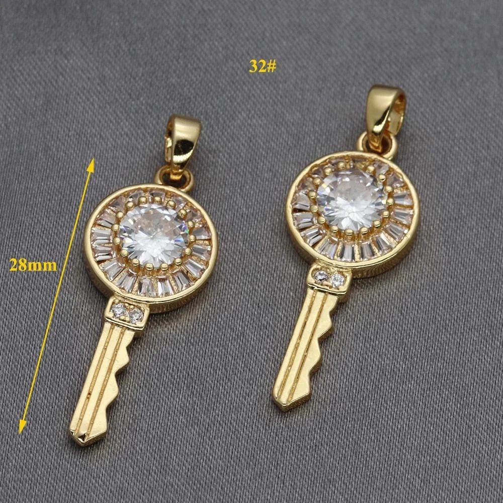 BSCI audit brass jewelry gold plated CZ zirconia diamond necklace pendant 18K zircon pendant for necklace making
