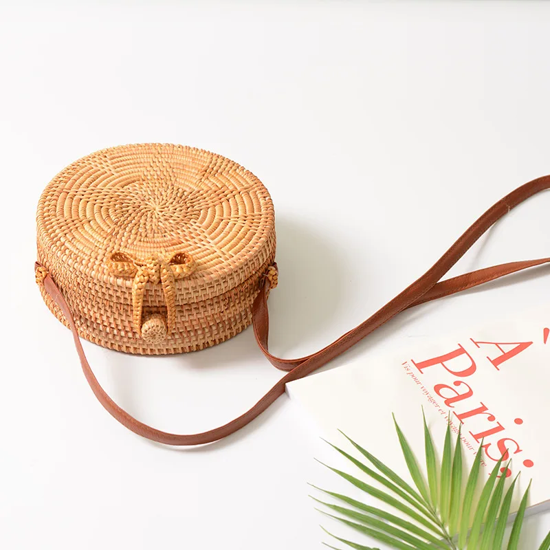 2023 Vietnam rattan beach bag natural rattan wicker bag Hand woven straw beach bag for girl