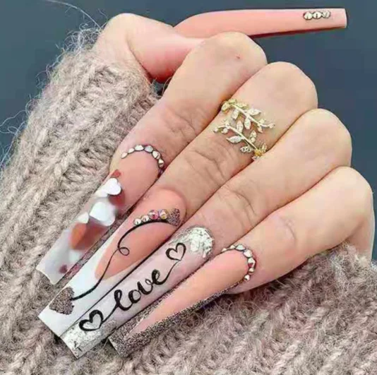 new trendy cheap butterfly designed false nails almond acrylic diy vegan non-toxic gel polish press on nails 24pcs set