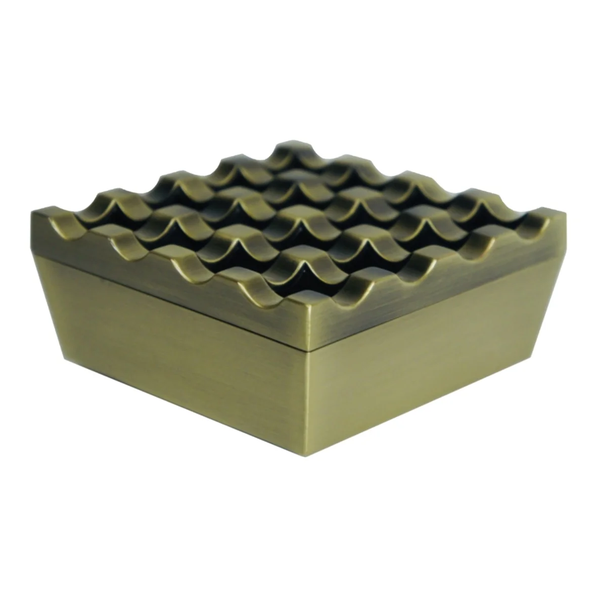 Luxury square stainless steel golden 16 holes ashtray Zinc alloy ash tray with cover