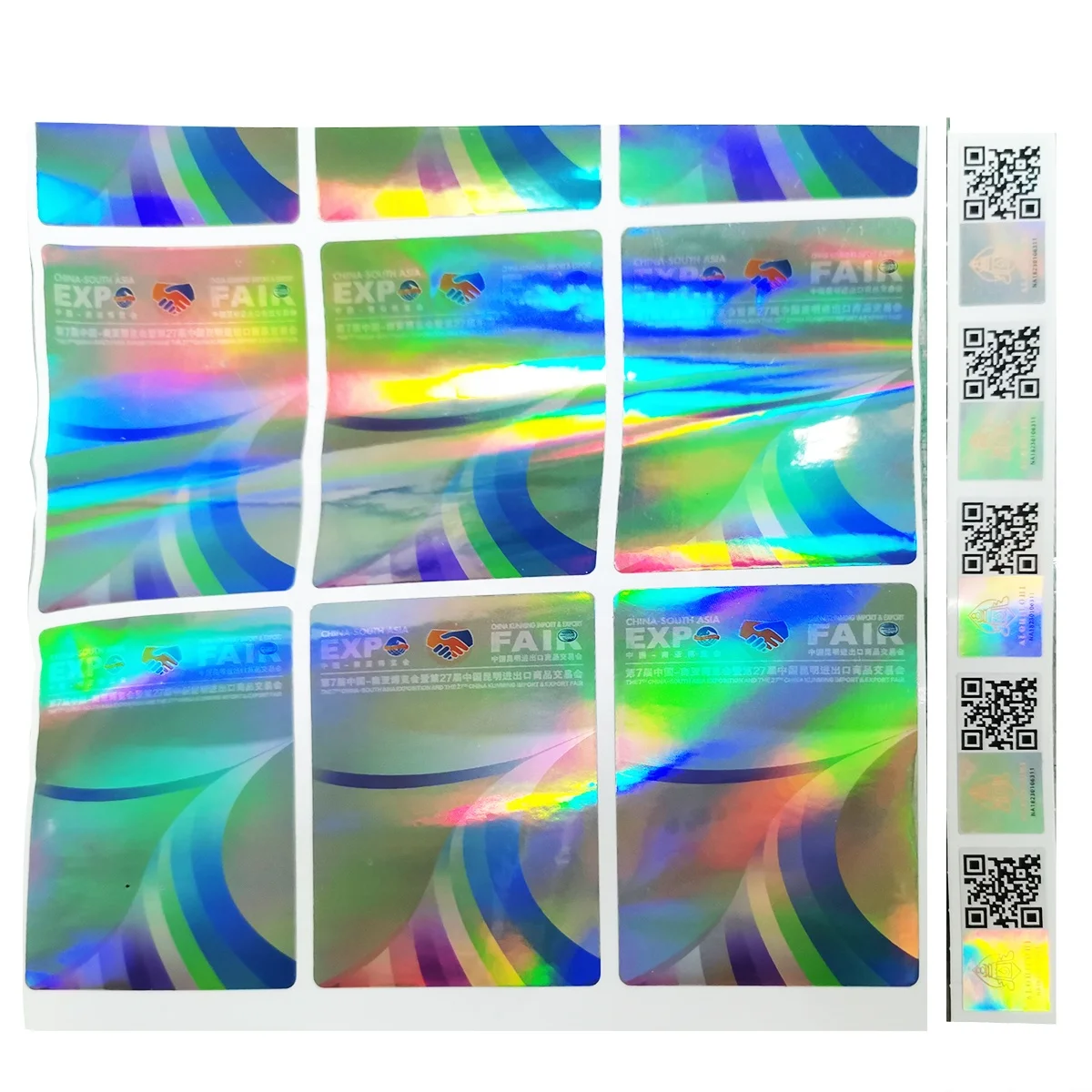 Custom product label with Logo QR code Label Sticker Printing Holographic Laser bar code sticker vinyl product tag
