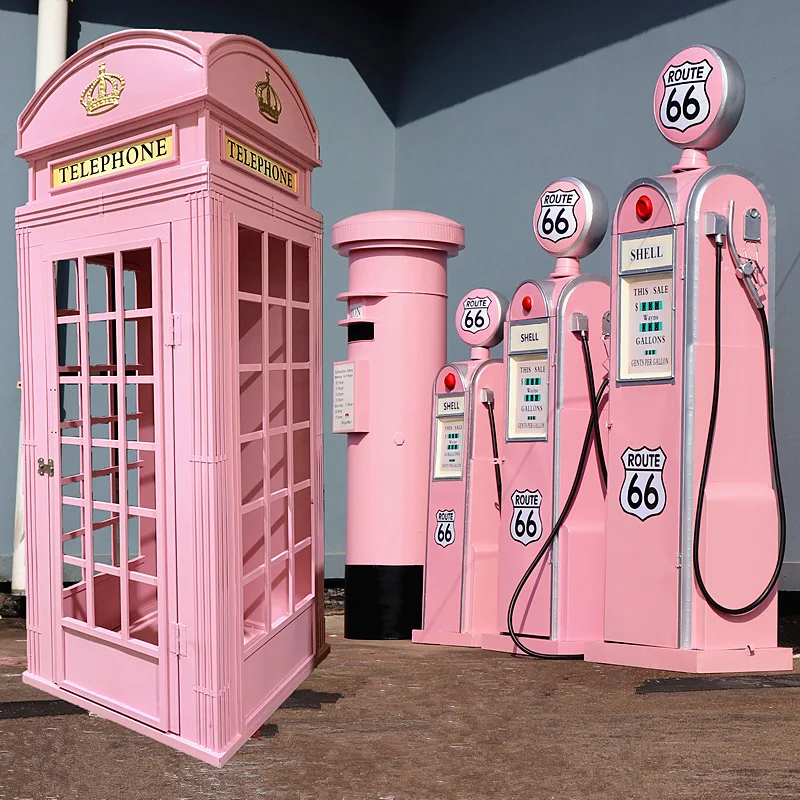 Amazing Design Photo Props Telephone Booth Set With Artificial Flowers For Wedding Hotel Salon Decorations