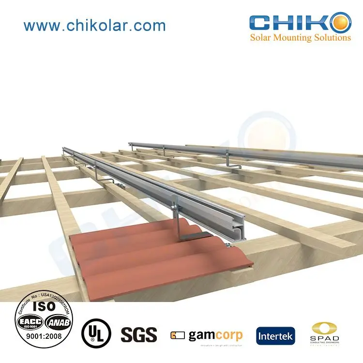 CHIKO Solar Roof Tile Mounting Aluminum Solar Roof Patio Pv Solar Mounting Structure
