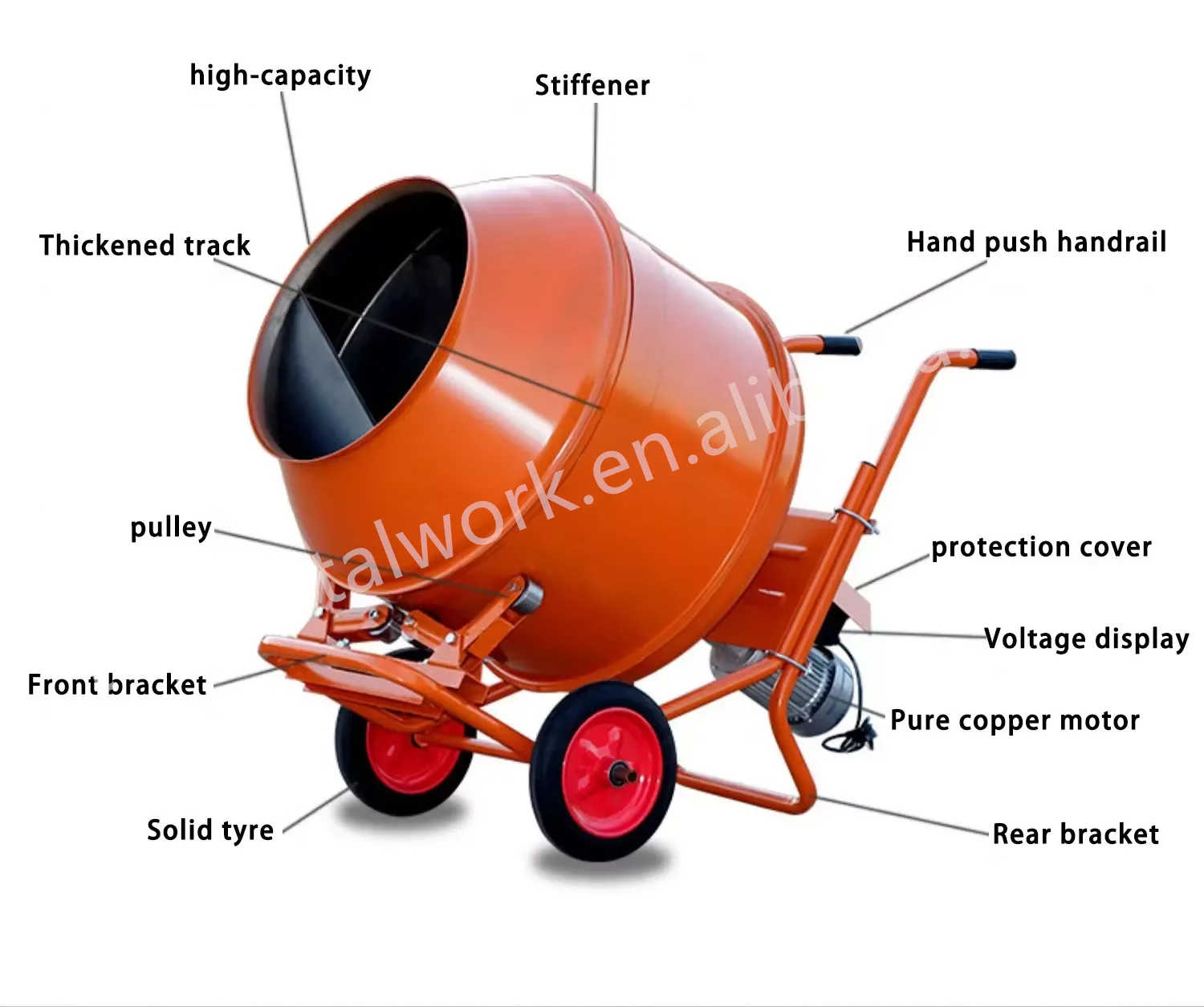 Электрическая мини-Бетономешалка из нержавеющей стали 240 В