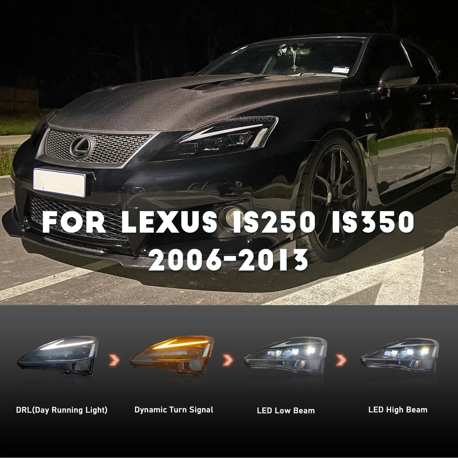 HCmotion Wholesales Start UP Animation DRL IS350 C ISF IS 220d Front Head Lights 2006-2013 LED Head Lamp For Lexus IS250