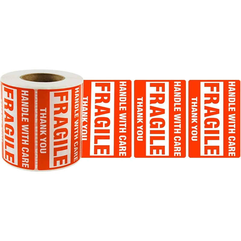 Custom label roll printing fragile sticker pink fragile iridescent security label fragile stickers for Industrial packing