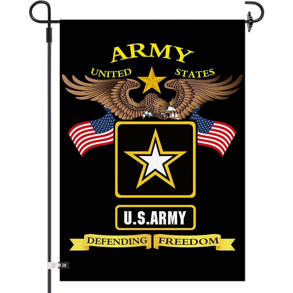 
US Army Garden Flag American Military USA House Flag Burlap Double Sided U.S Army Veteran Garden Flag Outdoor Banners Yard Decor 